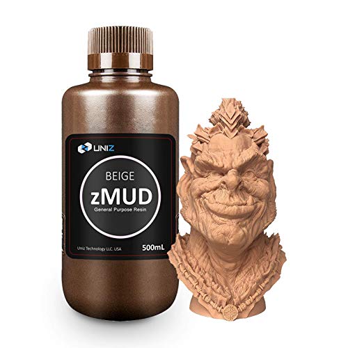 UNIZ zMUD 405nm Resina rápida para Impresora 3D, LCD Fotopolímero de curado UV Alta precisión de Estándar Resina - Beige 500ml