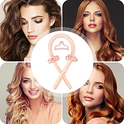 URAQT Rizador Sin Calor para Cabello, Rizadores de Pelo de Seda con Horquillas y Diademas, Cinta para Rizar Sin Calor para Dormir, Herramientas de Peinado para Cabello Largo y Medi