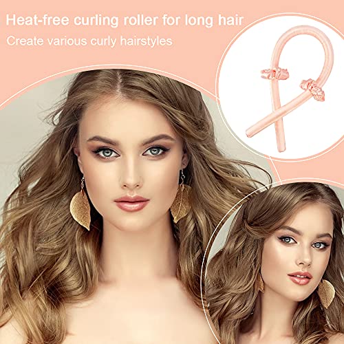 URAQT Rizador Sin Calor para Cabello, Rizadores de Pelo de Seda con Horquillas y Diademas, Cinta para Rizar Sin Calor para Dormir, Herramientas de Peinado para Cabello Largo y Medi