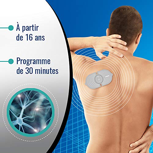 Urgo – Parche de electroterapia recargable multilocalización, acción antidolor inmediata, dolor de espalda, dolores articulares, 1 parche completo, cable USB y 2 recambios de gel adhesivo