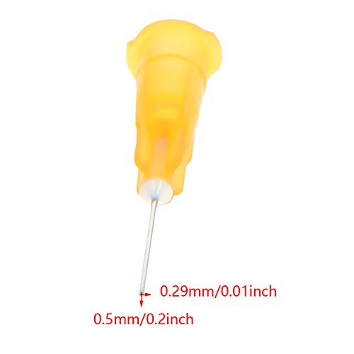 Utoolmart Aguja de dispensación industrial, Aguja roma de grado industrial, Aplicador de precisión de acero inoxidable, 25G, naranja, 30 unidades