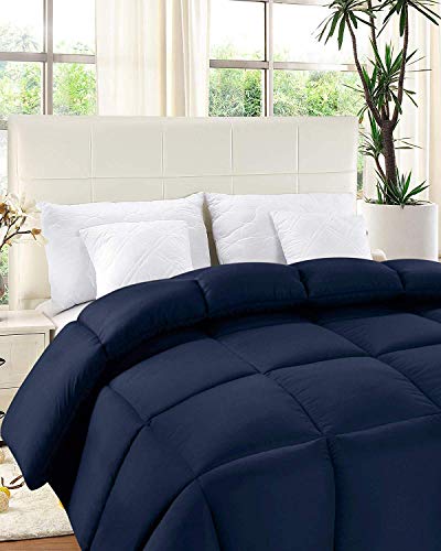 Utopia Bedding Edredón de Fibra 200x200 cm, Fibra Hueca siliconada, 1400 gramo - (Azul Marino, Cama 105-200 x 200 cm)