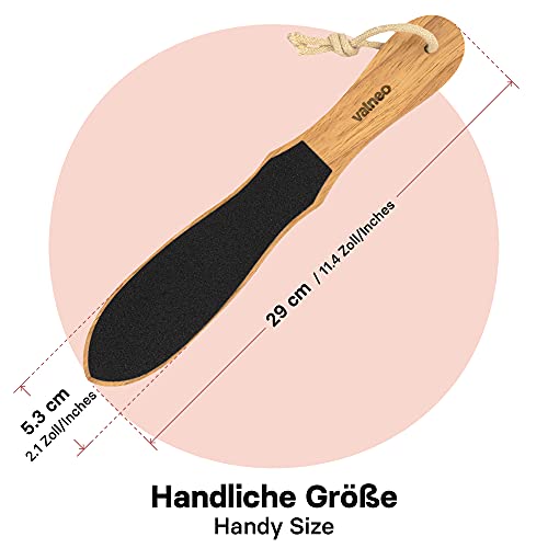 VALNEO - Lima de Pie de Madera - Eliminador de Callos - Raspador de Pies - Removedor Pieles Muertas - Doble Cara - Pedicura Profesional en Casa