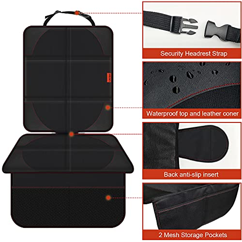 VANLONTD Protector Asiento Coche Silla Bebe, Protector de Asiento Trasero Coche Impermeable Protege la Tapicería de Manchas y Daños, Compatible Isofix, Negro