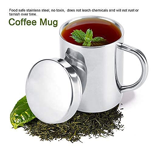 Vaso Acero Inoxidable, Vasos Camping con Tapa y Asa Taza Cafe de Doble Pared para Camping Actividades Al Aire Libre(300 ml)
