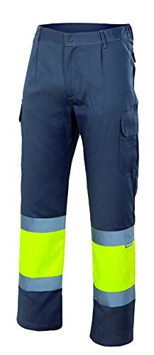 Velilla 156/C80/TXL Pantalón de alta visibilidad, Gris y amarillo fluorescente, XL