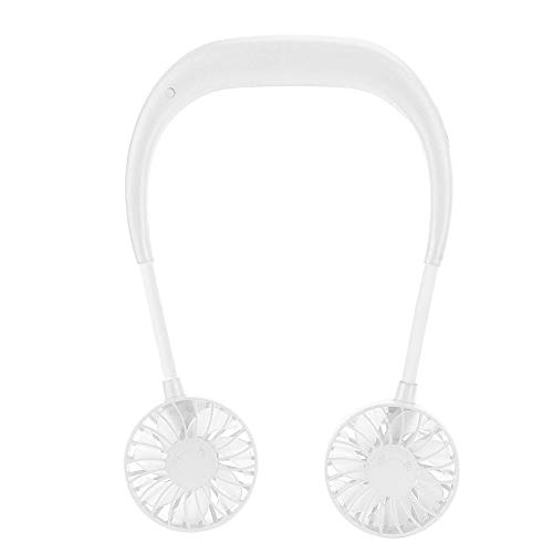 Ventilador USB para colgar del cuello, mini ventilador ajustable de 3 engranajes Ventilador de enfriamiento personal portátil USB, ventilador de banda para el cuello con manos libres 7H Standy(Blanco)