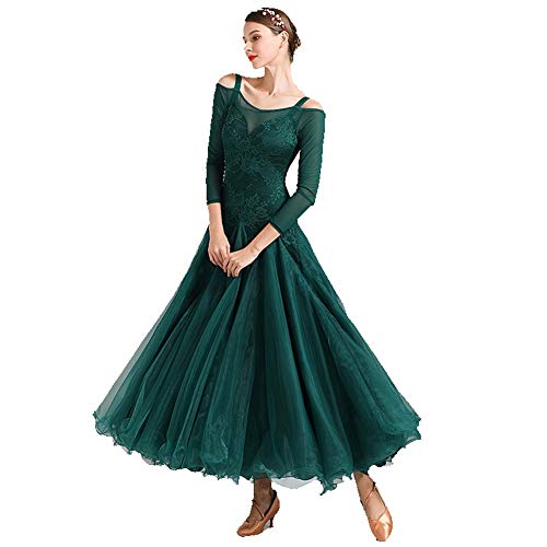 Vestido De Baile De Salón Verde, Vals De Tango De Tango Vestido Largo (Color : Green, Size : M)