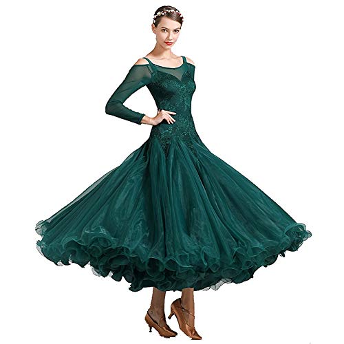 Vestido De Baile De Salón Verde, Vals De Tango De Tango Vestido Largo (Color : Green, Size : M)