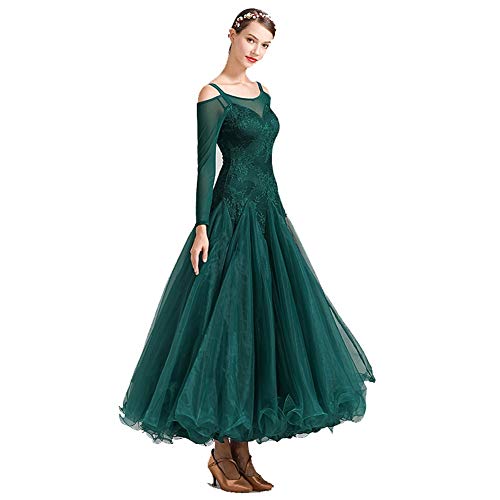 Vestido De Baile De Salón Verde, Vals De Tango De Tango Vestido Largo (Color : Green, Size : M)