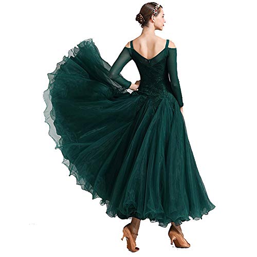 Vestido De Baile De Salón Verde, Vals De Tango De Tango Vestido Largo (Color : Green, Size : M)