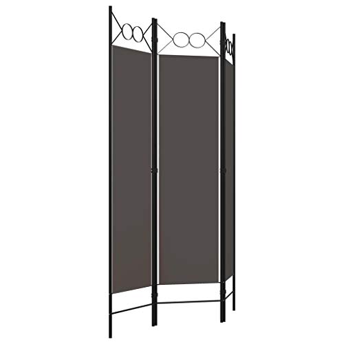 vidaXL Biombo Divisor de 3 Paneles de Pie Plegable Separador Habitación Dormitorio Estancia Decoración Partición Privacidad Gris Antracita 120x180 cm