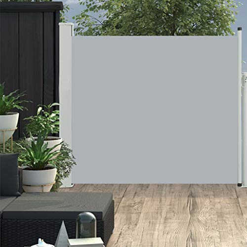 vidaXL Toldo Lateral Retráctil para Patio Pantalla de Terraza Mampara Parasol de Exterior Jardín Tela de Lona PU Crema Soporte de Hierro 100x300 cm