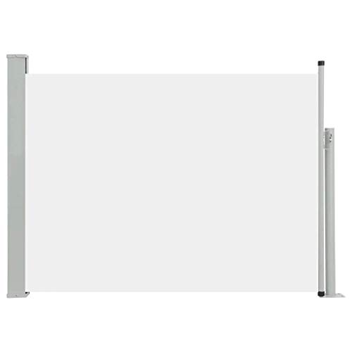 vidaXL Toldo Lateral Retráctil para Patio Pantalla de Terraza Mampara Parasol de Exterior Jardín Tela de Lona PU Crema Soporte de Hierro 100x300 cm