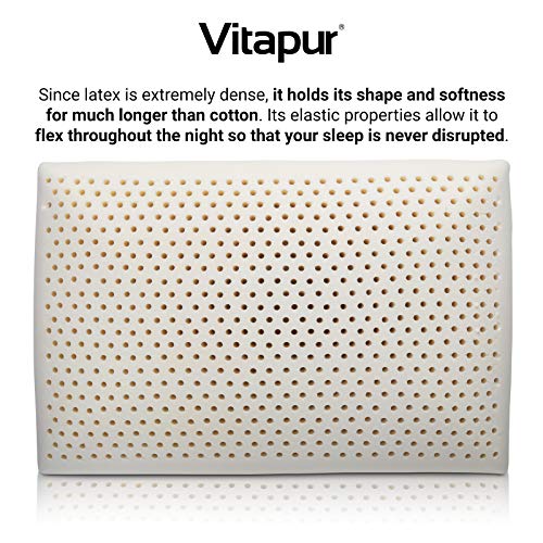 VITAPUR Almohada Infantil, 40x60 cm - 100% látex - Lavable, Hipoalergénico, Certificado Oekotex-100 - para Niños de 12 Meses en Adelante