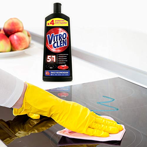 Vitroclen Limpiador de Vitrocerámica en crema, acción protectora y desengrasante - Pack de 4 x 450 ml