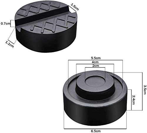 Voarge 2 Piezas Almohadilla de Goma, Bloque de Goma Gato para Elevador Universal Revestimiento de Caucho para Coche o Vehículo,para Jack y Plataformas Elevadoras,Herramienta de Taller(Negro,65mm)