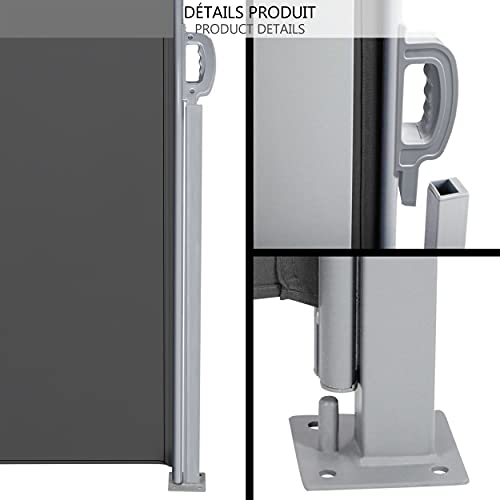 VOUNOT Toldo Lateral Retráctil, Protege la Privacidad, Protector Solar a Prueba de Viento, para Balcón, Jardin, Terraza, 140 x 300cm, Gris