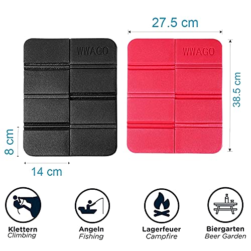 WELLXUNK® Cojín Plegable Al Aire Libre, Estera de Asiento Impermeable Portátil, Almohadilla Plegable, Cojín Plegable Al Aire Libre, XPE Impermeable Almohadilla para Parque, Picnic, Acampa (Rojo Negro)