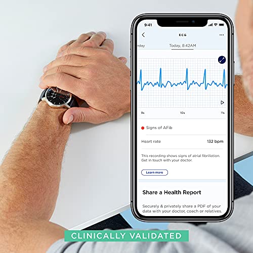 Withings ScanWatch - Reloj inteligente híbrido con ECG, tensiómetro y oxímetro, Negro, 38 mm