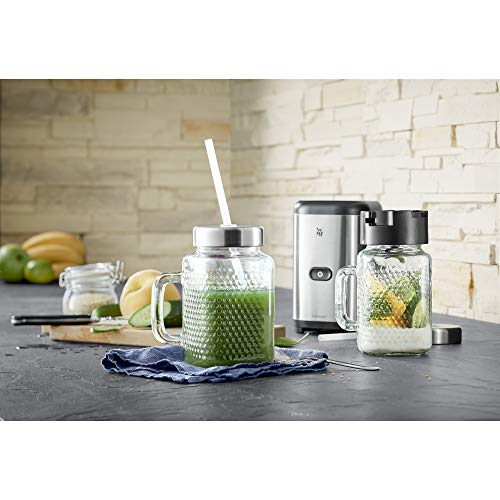 WMF Kult X Mason Cup Juego de 2 vasos con asa (450 ml, pajita y tapa)