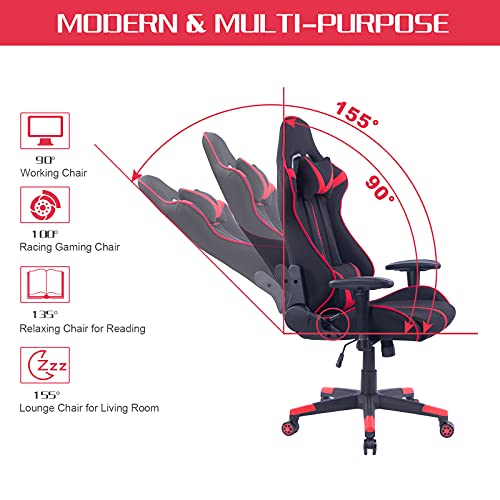 WOLTU Racing Silla, Gaming Silla de Escritorio Asiento de Tela Silla Oficina Silla de Ordenador Silla Giratoria de Oficina Silla de Trabajo Ajustable Silla BS38