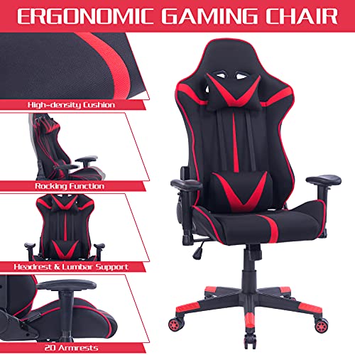 WOLTU Racing Silla, Gaming Silla de Escritorio Asiento de Tela Silla Oficina Silla de Ordenador Silla Giratoria de Oficina Silla de Trabajo Ajustable Silla BS38