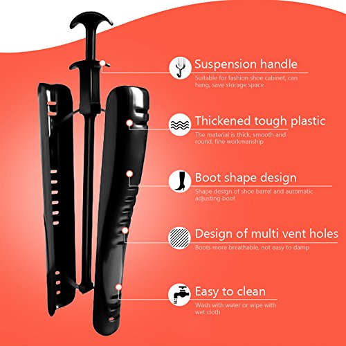 Wrighteu 2 Pares Horma para Botas 41 CM Tensor de Botas con Mango Longitud de la Rodilla de Arranque de la Talladora del Zapato Camilla Arboles Negro (2Pares)