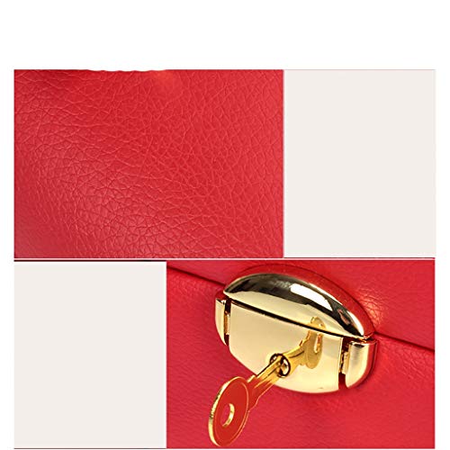 WXQIANG Caja de joyería de 3 Capas con Espejo cajón almacenaje de la joyería de Anillos Collares Pendientes, Azul, latón, Multicolor, Rojo (Color : Blue)