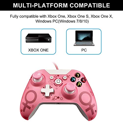 Xbox One Mando Ultrafino para Windows PC 7/8/10, Controlador para Juegos con Cable USB Joystick de Microsoft para terceros de Xbox Ones, Gamepad xboxOne X, Joypad Xbox One Elite (Pink)