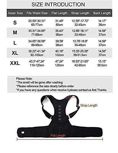 XWSM Corrector De Postura para Mujeres Y Hombres, Soporte Respaldo Cifosis Ajustable, Cinturón Corrección Escoliosis Jorobada para Estudiantes, Niños Y Adultos (Color : Black, Tamaño : S)