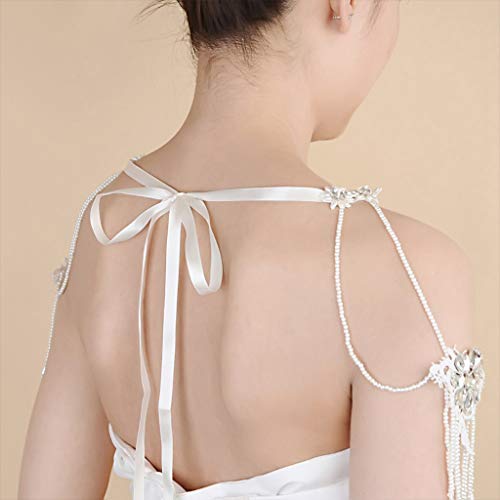 YO-HAPPY Collar Chal, Boda Faux Pearl Borlas Collar Flor de Cristal Cadena de Hombro Babero Chal Abrigo