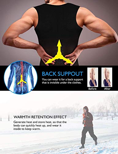 Yokald Chaleco Sauna Deportivo Hombre Faja Reductora Adelgazante Hombres Compresión de Neopreno Camiseta para Adelgazantes Sudoración Cremallera para Deporte Fitness (Negro, L)