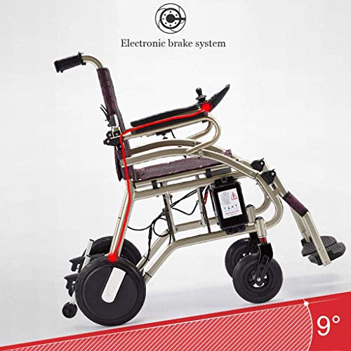 YQTXDS Silla de Ruedas eléctrica Plegable, Ligera, Inteligente, sin escobillas, Motor silencioso, Marco de aleación de Aluminio 6AH (Silla de Ruedas)