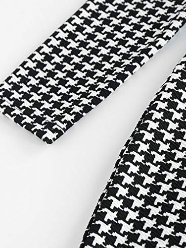 ZAFUL Vestido de mujer a cuadros Houndstooth Bodycon Mini vestido de manga larga ajustada Paso de grifo. S