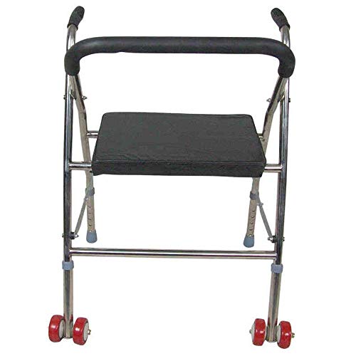 ZBBN Bastidor para Caminar Andador para Ancianos Andador Plegable con polea de Asiento Taburete de bastón de Cuatro Patas Vintage Andador Bastón Antideslizante con ayudas Hospitalarias Ligero