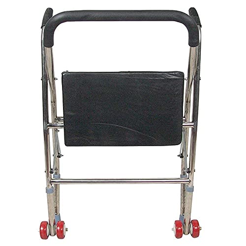 ZBBN Bastidor para Caminar Andador para Ancianos Andador Plegable con polea de Asiento Taburete de bastón de Cuatro Patas Vintage Andador Bastón Antideslizante con ayudas Hospitalarias Ligero