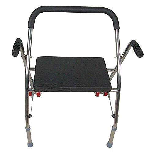 ZBBN Bastidor para Caminar Andador para Ancianos Andador Plegable con polea de Asiento Taburete de bastón de Cuatro Patas Vintage Andador Bastón Antideslizante con ayudas Hospitalarias Ligero