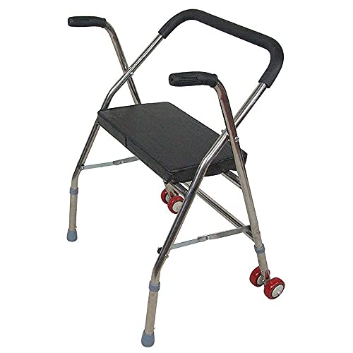 ZBBN Bastidor para Caminar Andador para Ancianos Andador Plegable con polea de Asiento Taburete de bastón de Cuatro Patas Vintage Andador Bastón Antideslizante con ayudas Hospitalarias Ligero