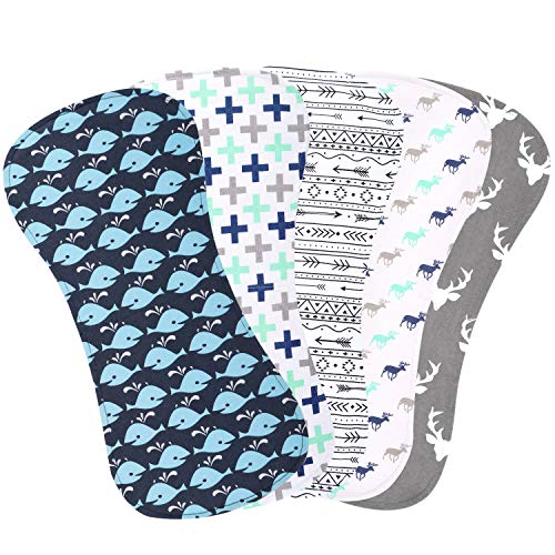 Zooawa [5PZS] Paños de Muselina, Toalla Facial, Baberos Impermeables para Bebé, Paños para Eructos Baberos de Alimentación con Imágenes con Capa Impermeable para Recien Nacido Niño Niñas, Color C
