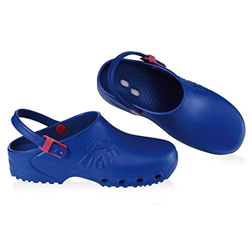 Zuecos profesionales sanitarios Calzuro, ligeros, con marcado CE, colores blanco, verde, lila, rosa, naranja, azul, negro Azul Size: 37 EU
