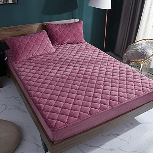 ZYNYHGS Sábana de Cama de Terciopelo Coral súper Suave cómoda y Duradera, Cama Doble Grande con Bolsillos Profundos, Juego de sábanas cálido y de fácil Cuidado-Rosa roja_90 * 200 cm (3pcs)
