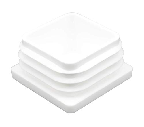 10 Piezas de tapas cuadrados de plástico para tuberías, tamaños elegible de 10x10mm a 120x120mm, tapón, contera, protector, funda, silla, poste, estaca, valla (25x25mm, blanco)