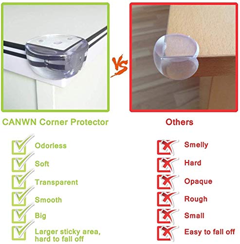 [12 Piezas-Grande]Protectores de Esquinas para Bebes y Niños,Canwn Transparente Suave Portectores de Seguridad para Mesas Esquina y Aualquier Tipo de Muebles Forma Redondeada Anti-colisión Esquineras
