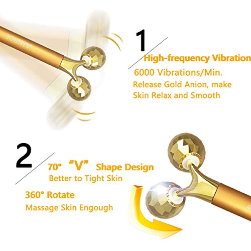 2-EN-1 Masajeador Facial 24k Golden Pulse Facial Masajeador facial, Brazo Ojo Nariz Masajeador de cabeza Lifting facial instantáneo, Antiarrugas, Estiramiento de la piel, Reafirmación facial