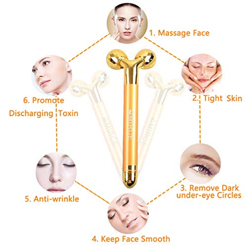 2-EN-1 Masajeador Facial 24k Golden Pulse Facial Masajeador facial, Brazo Ojo Nariz Masajeador de cabeza Lifting facial instantáneo, Antiarrugas, Estiramiento de la piel, Reafirmación facial
