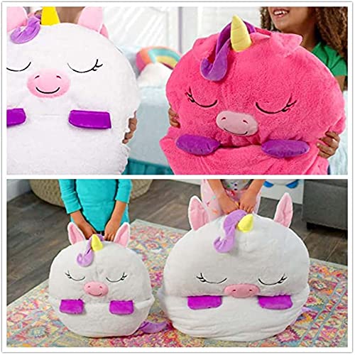 2 En 1 Sacos De Dormir Felices Plegables con Almohada para Niños, Divertida Almohada De Siesta De Animales De Dibujos Animados, Saco De Dormir De Bebé Suave Y Cálido,Blue Husky,180 * 70cm