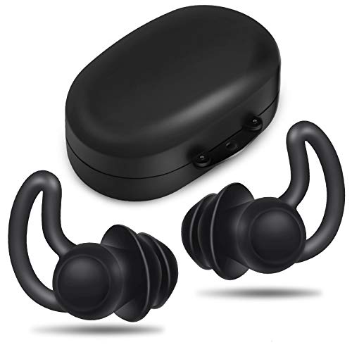 2 Piezas Tapones de Oídos de Dormir Tapones de Oídos de Silicona con Reducción Cancelación de Ruido Ultra Cómoda para Dormir Roncar Carreras Protección Auditiva (Negro)