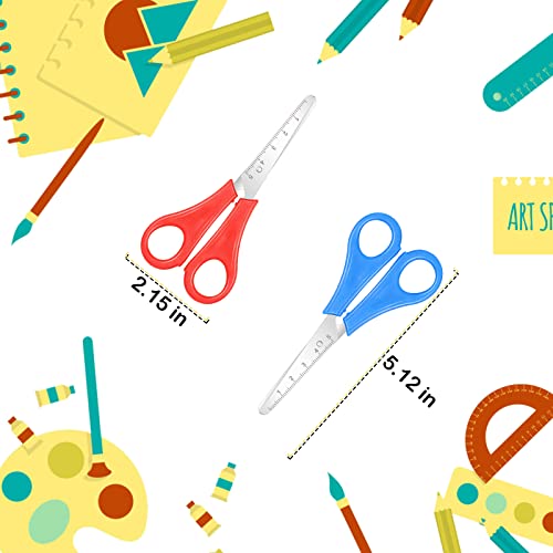 2 Tijeras de Seguridad para Niños con Escala CM Tijeras de Entrenamiento Preescolar de Punta Roma de Acero Tijeras Escolares para Suministros de Manualidades DIY Arte Scrapbooking