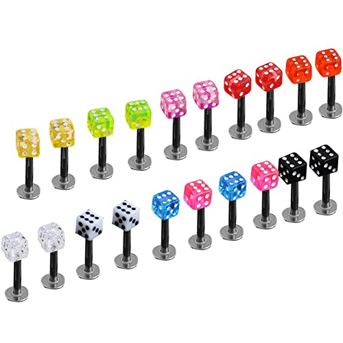 20pcs Color Mixto Cube Dice Dice Lip Orientes Tiendos Anillos Trágulo De La Pierno De La Pierna del Cuerpo De Labret